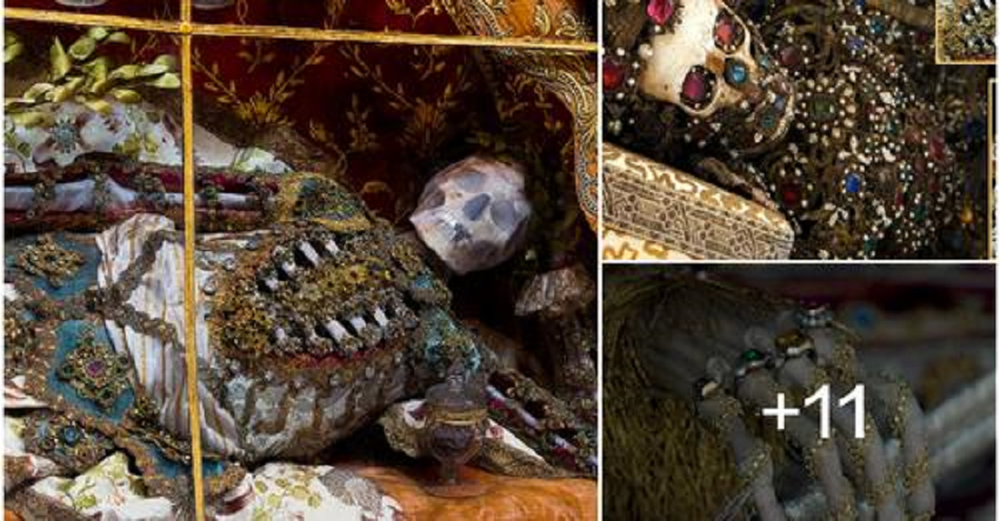 the rich apciept skeletop which was wrapped with extremely valuable jewels was found